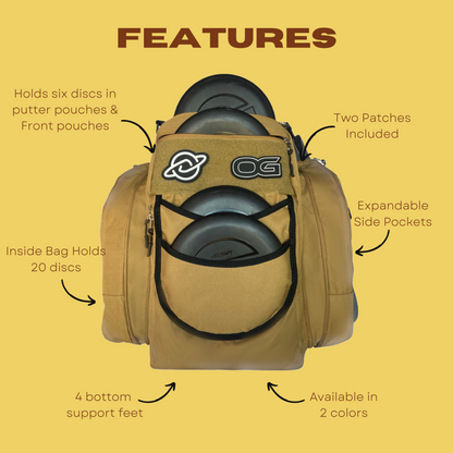 Discology Disc Golf OG V2 Disc Golf Bag - Coyote Tan